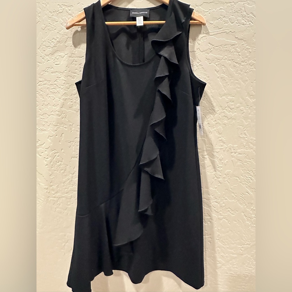 Dona Morgan Ruffled Black Dress XL NWT.